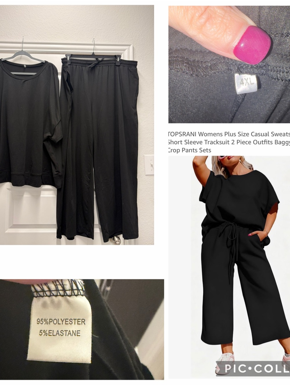 Amazon Women’s Black Plus-Size Cropped Wide-Leg Pants Set